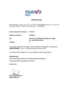 certificado de afiliación a Nueva EPS en Colombia?